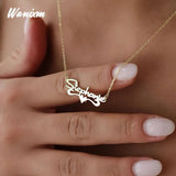 Personalized Stainless Steel Heart Pendant Letter Couple Necklace