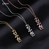 Personalized Vertical Name Necklace Stainless Steel Pendant Kpop Jewelry