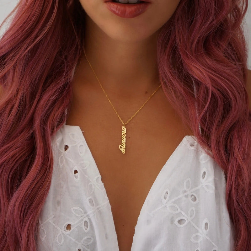 Vertical Name Necklace, Custom Dainty Necklace, Gift For Women