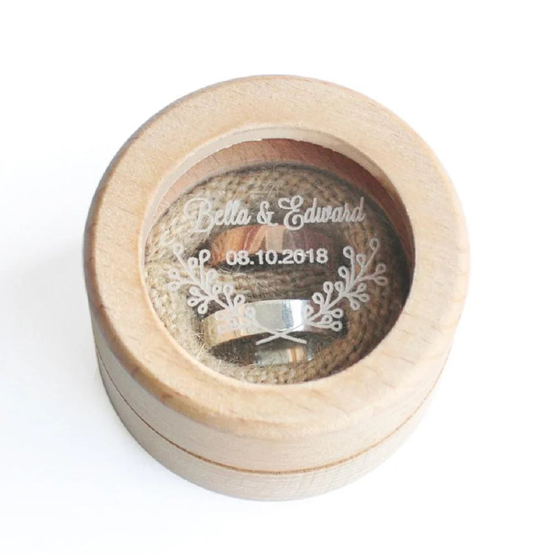 Personalized Wood Wedding Ring Box Engraved Name Date