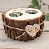 Rustic Wooden Wedding Ring Box, Personalized Engraved Ring Bearer