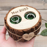 Rustic Wooden Wedding Ring Box, Personalized Engraved Ring Bearer
