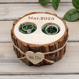Rustic Wooden Wedding Ring Box, Personalized Engraved Ring Bearer