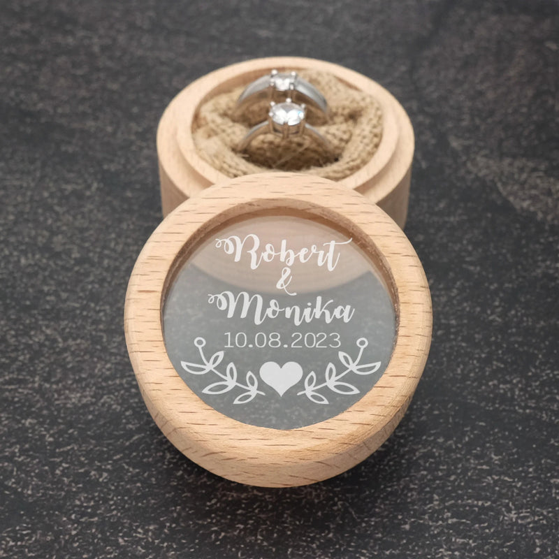 Personalized Wood Ring Box Wedding Ring Pillow
