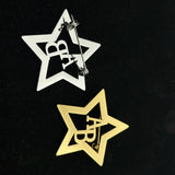 Personalized Star Shape Brooches Stainless Steel Letter Charms Men Jewelry
