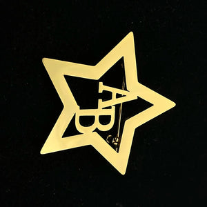 Personalized Star Shape Brooches Stainless Steel Letter Charms Men Jewelry