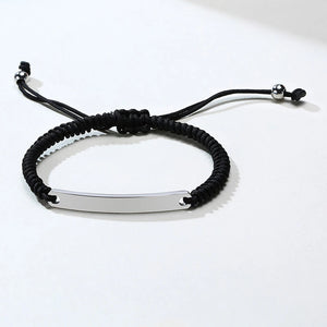 Women Bar String Bracelet Braided Rope Wirst Rose Stainless Steel