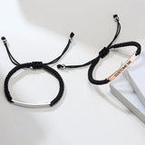 Women Bar String Bracelet Braided Rope Wirst Rose Stainless Steel