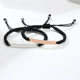 Women Bar String Bracelet Braided Rope Wirst Rose Stainless Steel