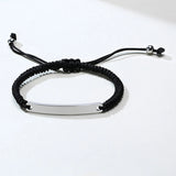 Women Bar String Bracelet Braided Rope Wirst Rose Stainless Steel