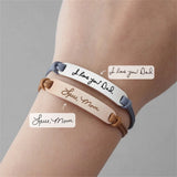 Personalized Name Round Infinity Symbol Engraved Bracelet Stainless Steel Bangle