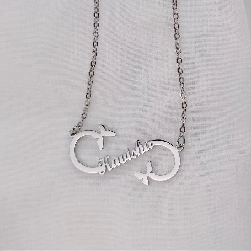 Infinity Name Layer Necklace Personalized Stainless Steel Couple Jewelry