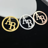 Women Hollow Out Round Shape Brooches Stainless Steel