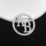 Women Hollow Out Round Shape Brooches Stainless Steel