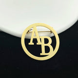 Women Hollow Out Round Shape Brooches Stainless Steel