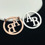 Women Hollow Out Round Shape Brooches Stainless Steel