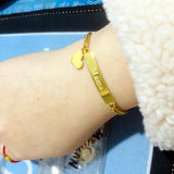 Personalized Women's Bracelet Engraved Name Heart Cuban Chain