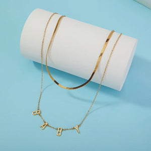 Letter Pendant Double Layer Necklace Personalized Clavicle Chain Gift