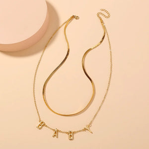 Letter Pendant Double Layer Necklace Personalized Clavicle Chain Gift