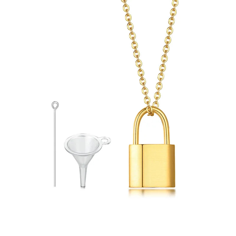 Women's Padlocked Ashes Necklace for Pet Human Keepsake Urn Necklace