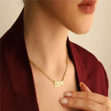 Year Necklace Stainless Steel Cuban Chain Choker Personalized Number Pendant