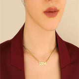 Year Necklace Stainless Steel Cuban Chain Choker Personalized Number Pendant