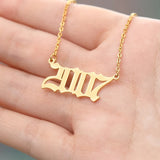 Year Number Necklaces Stainless Steel Pendant Jewelry