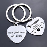 Music Code Keychain Stainless Steel Heart Pendant Personalized Keyring