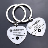 Music Code Keychain Stainless Steel Heart Pendant Personalized Keyring