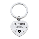 Music Code Keychain Stainless Steel Heart Pendant Personalized Keyring