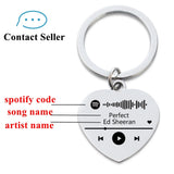 Music Code Keychain Stainless Steel Heart Pendant Personalized Keyring