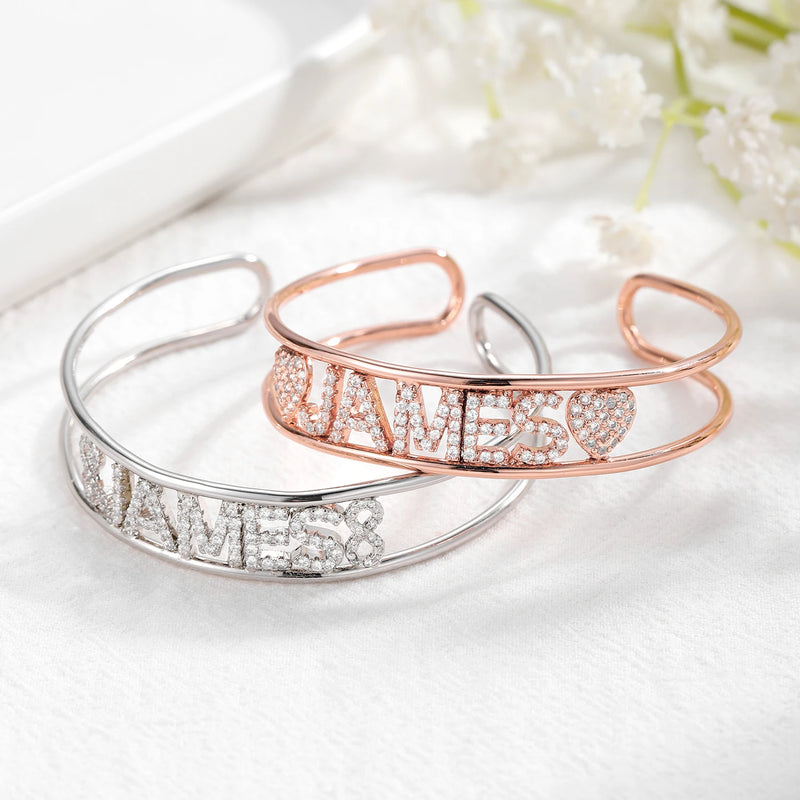 Personalized Zircon Bangles Adjustable Bracelet With Stone