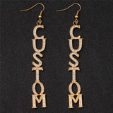 Zircon Drop Earrings Personalized Name Hiphop Jewelry