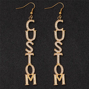 Zircon Drop Earrings Personalized Name Hiphop Jewelry