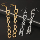 Zircon Drop Earrings Personalized Name Hiphop Jewelry