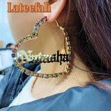 Zircon Heart Earrings for Women Girls Hiphop Sexy Hoop Earrings