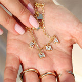Zircon Letter Necklace Initial Pendant Stainless Steel Chain Jewelry For Women