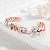 Zircon Name Bracelet Personalized Crystal Initial Alphabet Letter Bangle