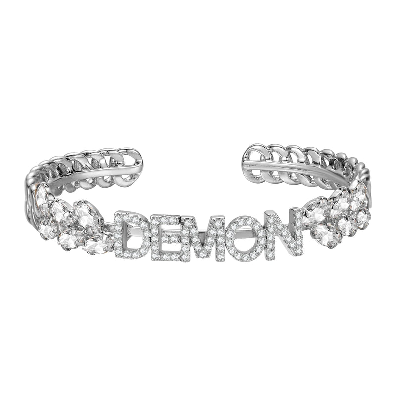 Zircon Name Bracelet Personalized Crystal Initial Alphabet Letter Bangle