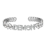 Zircon Name Bracelet Personalized Crystal Initial Alphabet Letter Bangle