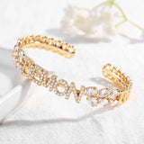 Zircon Name Bracelet Personalized Crystal Initial Alphabet Letter Bangle