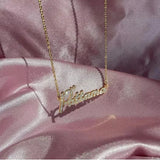 Zircon Name Necklace Stainless Steel Personalized Jewelry