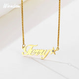 Zircon Name Necklace Heart Pendant Stainless Steel Personalized Jewelry Gift