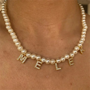 Zircon Necklace Personalized Crystal Pearl Choker