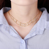 Zirconia Letter Necklace Crystal Choker Name Jewelry Initial Name Necklace