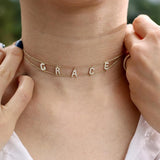 Zirconia Letter Necklace Crystal Choker Name Jewelry Initial Name Necklace