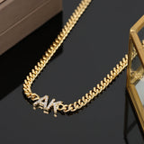 Zirconia Name Necklace Cuban Chain Personalized Letter Necklaces Women