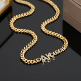 Zirconia Name Necklace Cuban Chain Personalized Letter Necklaces Women