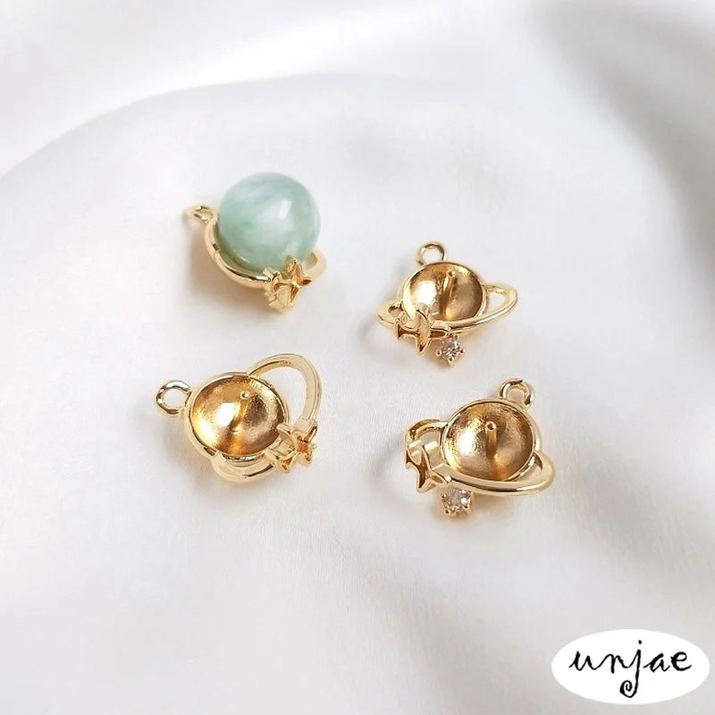 14K Half Hole Bead for DIY Pendant, Earth-Inspired Design