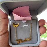 Butterfly Name Necklace Stainless Steel Personalized Jewelry